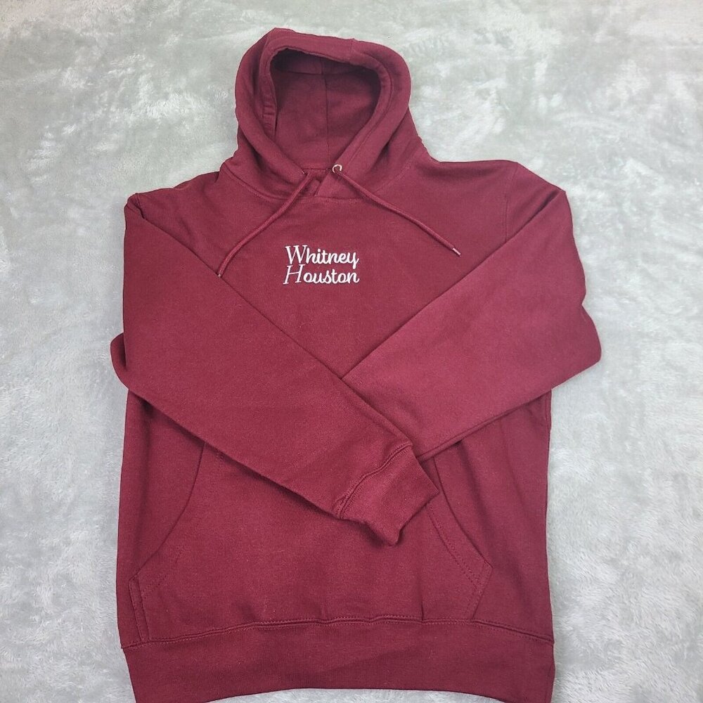 Whitney Houston Hoodie Hooded Sweatshirt‎ Maroon Unixex Size Medium